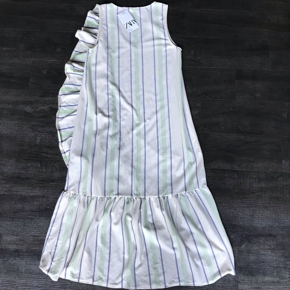 ZARA Rustic Dress with Ruffle Trim. Midi Dress. - Picture 5 of 7